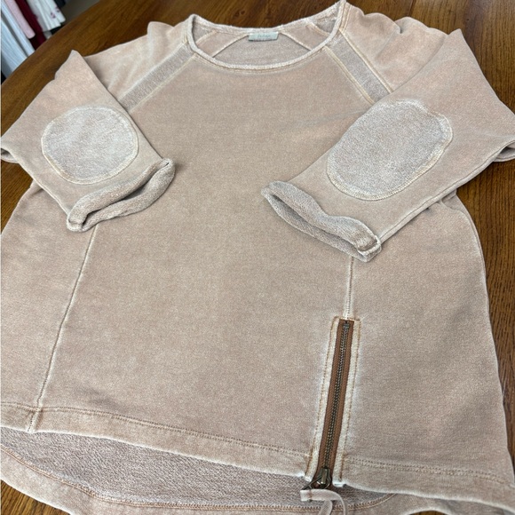 Wrap London Tan Hemp Cotton Tunic Sweatshirt Zip Hem Size 8 Medium Casual Boho - Picture 11 of 11